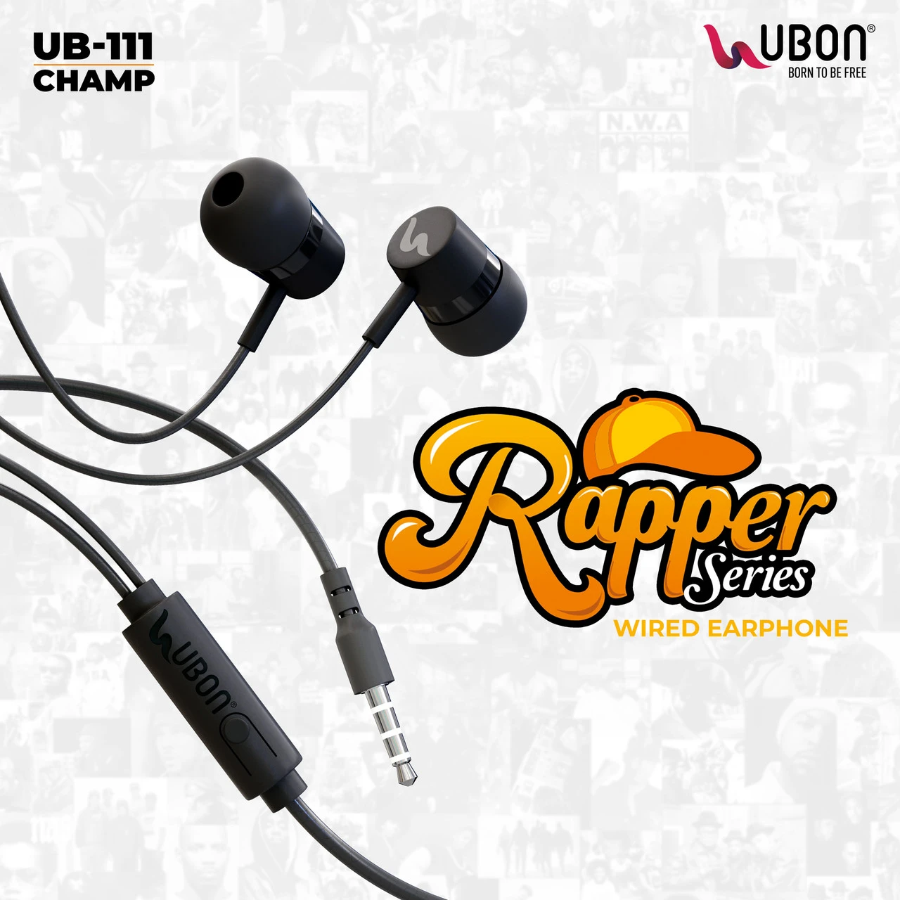 Ubon In-Ear Wired Earphone with Mic, Rapper Series UB-111, Booming Sound & Heavy Bass Wired  (Black,White In the Ear)