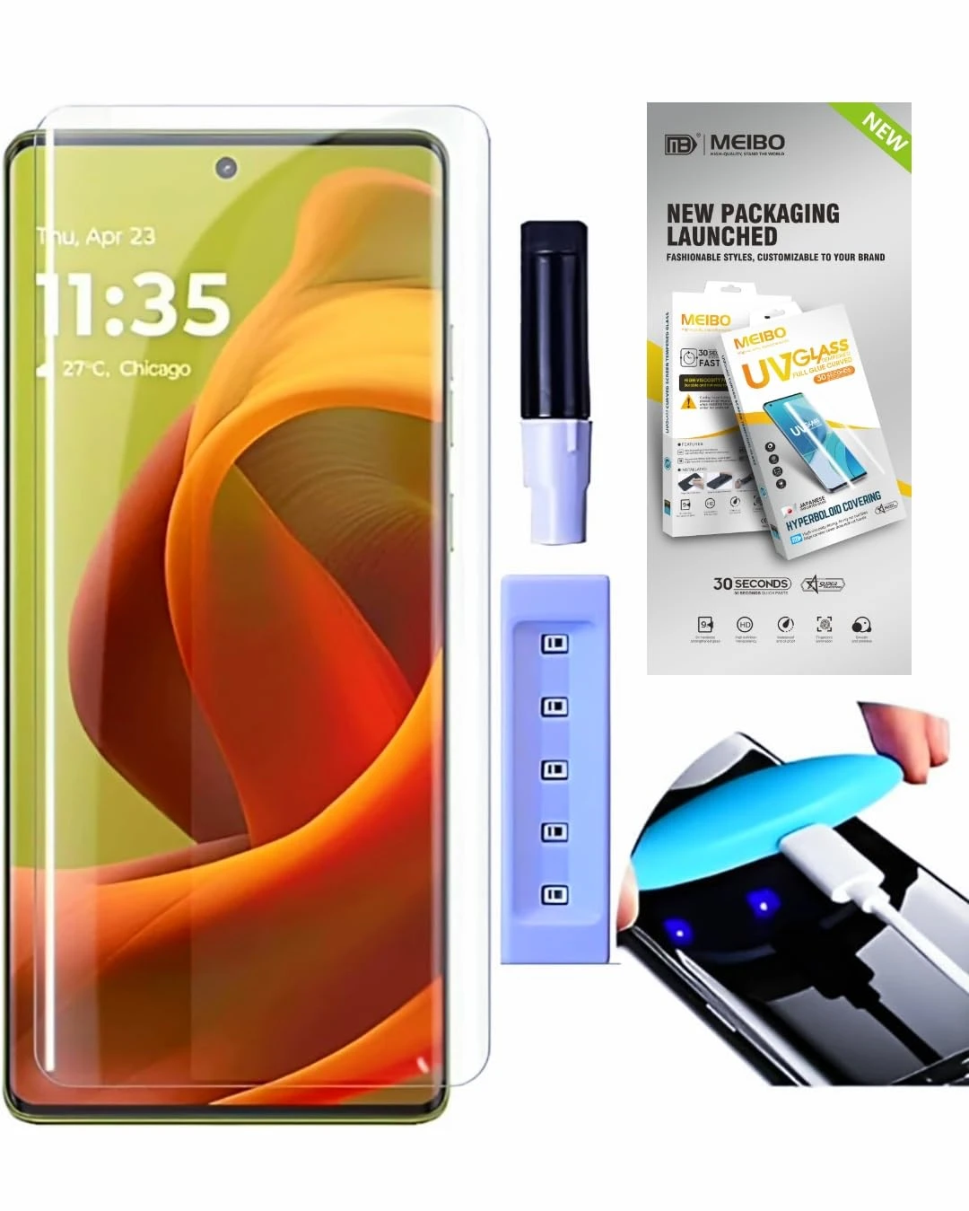 MEIBO Full Glue UV Curved Tempered Glass (Japanese Imported Glue) for Realme & Motorola – 9H, UV Glue, High Transparency, Anti-Static (Realme 10 Pro  Realme 10 Pro+  Realme 11 Pro  Realme 11 Pro+  Realme 13 Pro  Realme 13 Pro+  Narzo Series  Realme 8 / Re