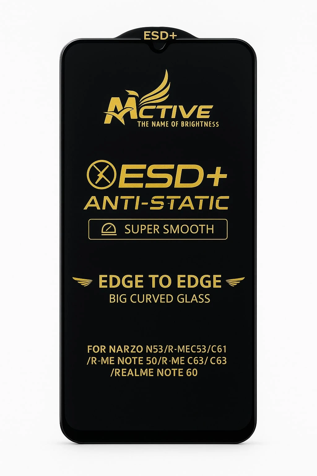 ACTIVE ESD+ Anti-Static Big Curved Edge Tempered Glass – Super Smooth | Edge-to-Edge Protection ( Supported Models Oppo Oppo A53 Oppo A32 Oppo A33 Oppo A54 4G Oppo Q3S Oppo A55 4G Oppo A36 Oppo A96 4G Oppo K10 / A53s Realme Realme 7i Realme 8i Realme 9i R