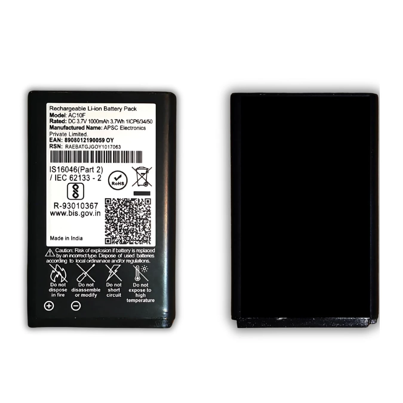 AC10F Replacement Batery – Compatible with Jio Bharat V2 / Jio BI10F (BL‑5C) – 1000 mAh Li‑ion Mobile Batery